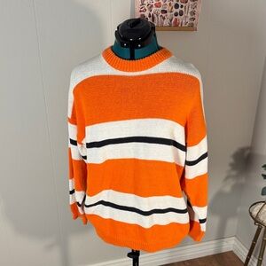 One Step Up Orange and White Vintage 90’s Sweater